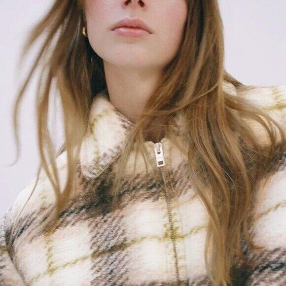 WILFRED FREE ARITZIA "Lyon" Plaid Wool Zipper Shacket US 1/SMALL - Picture 3 of 10